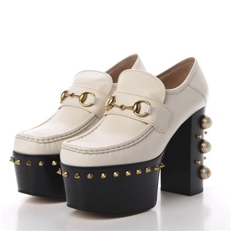 gucci pearl loafers|platform Gucci loafers.